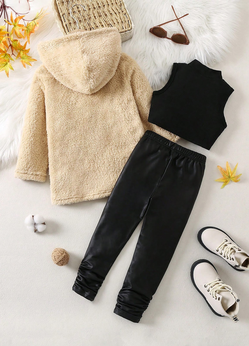 Комбінований демісезонний комплект (кардиган, топ, легінси) SHEIN