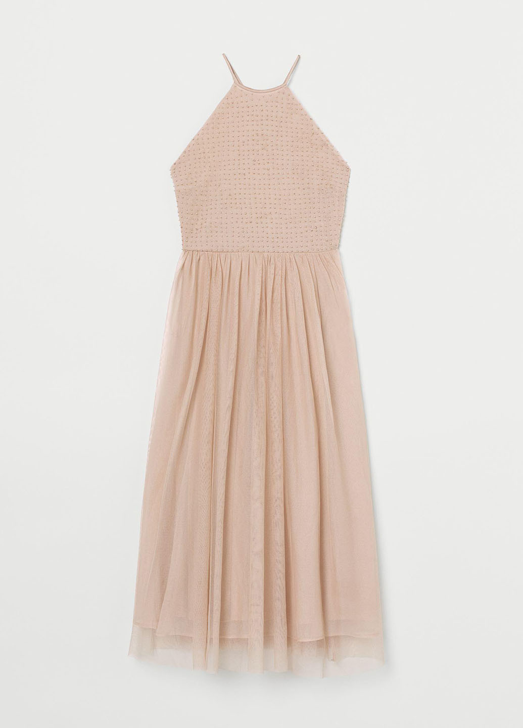 Пудровое коктейльное сукня клеш H&M однотонное