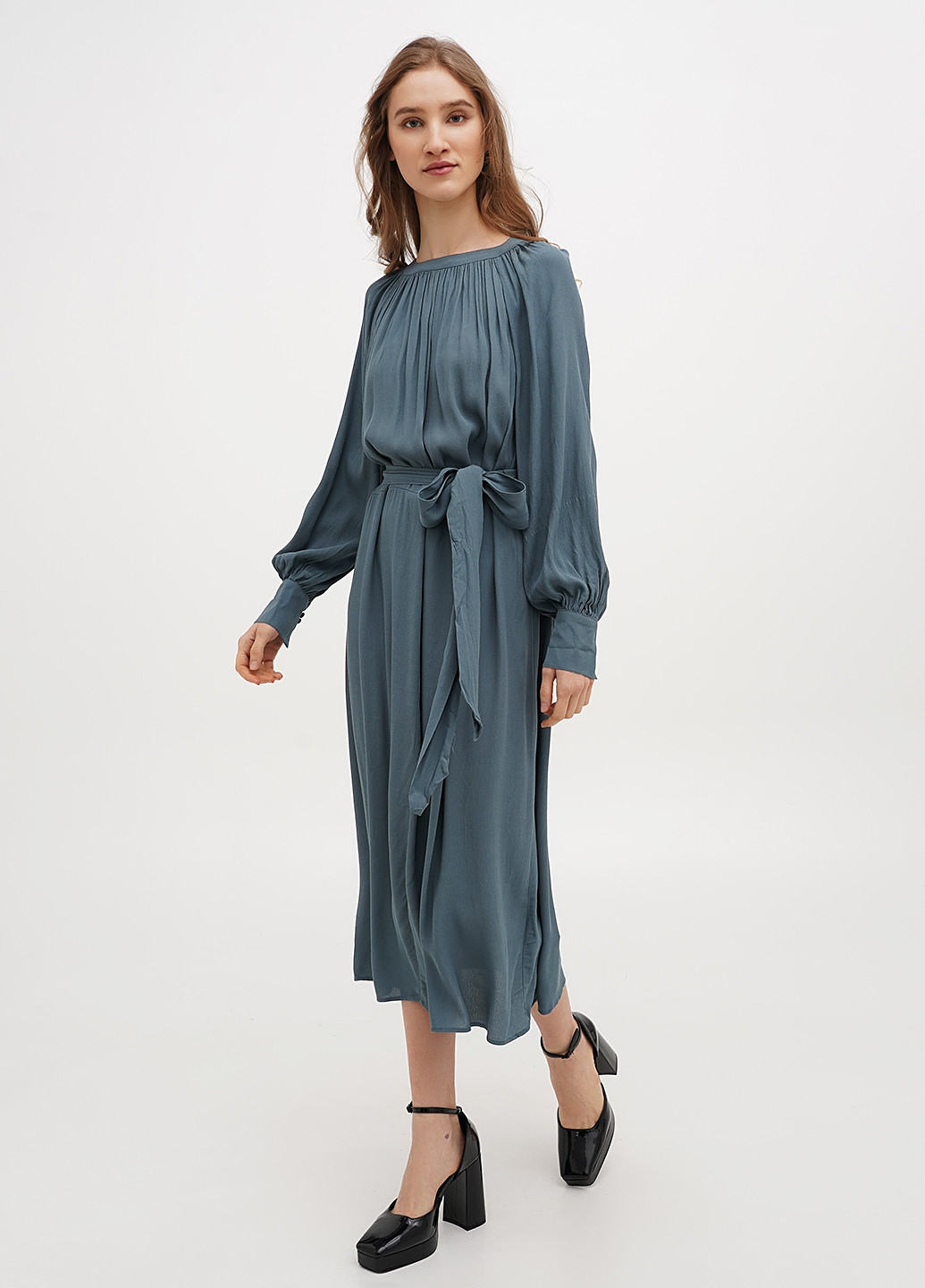 Сіро-голубий кежуал сукня а-силует H&M однотонна