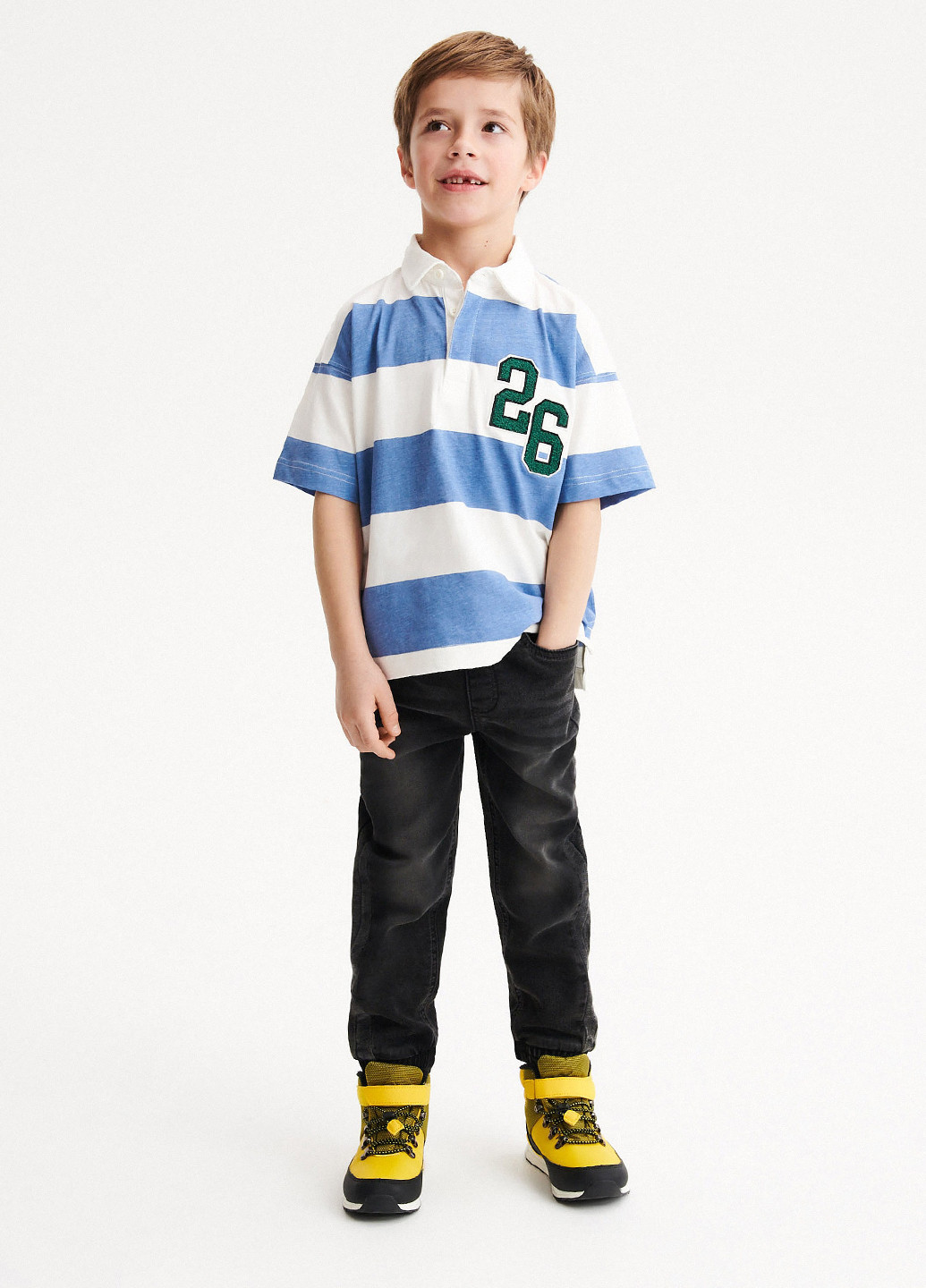 Голубой детская футболка-поло для мальчика Reserved в полоску