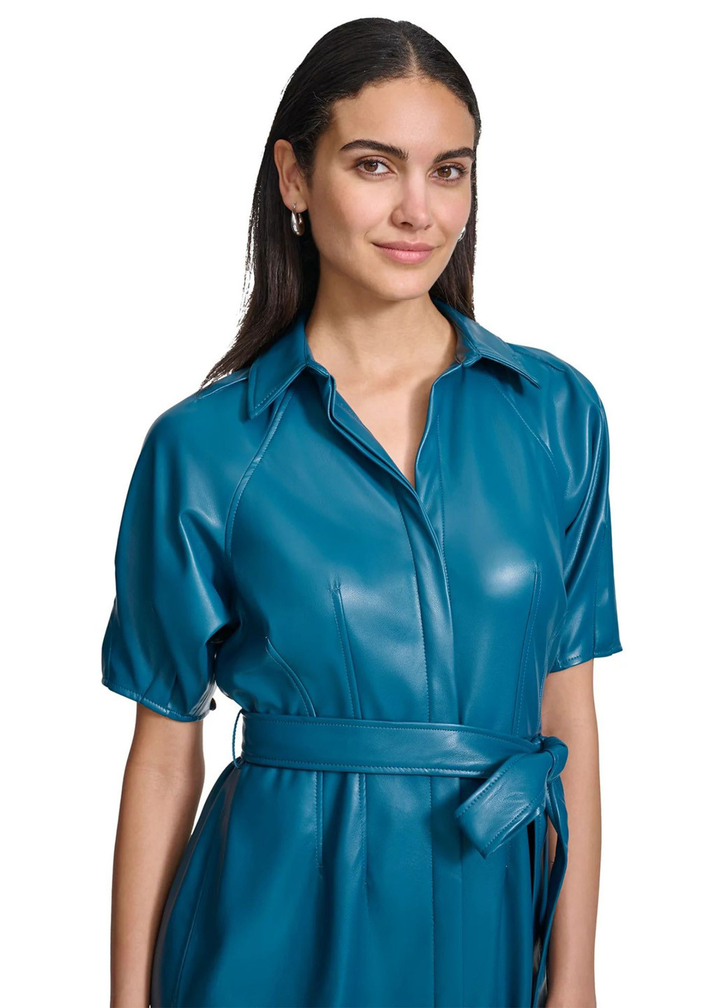 Синее кэжуал платье рубашка Calvin Klein однотонное