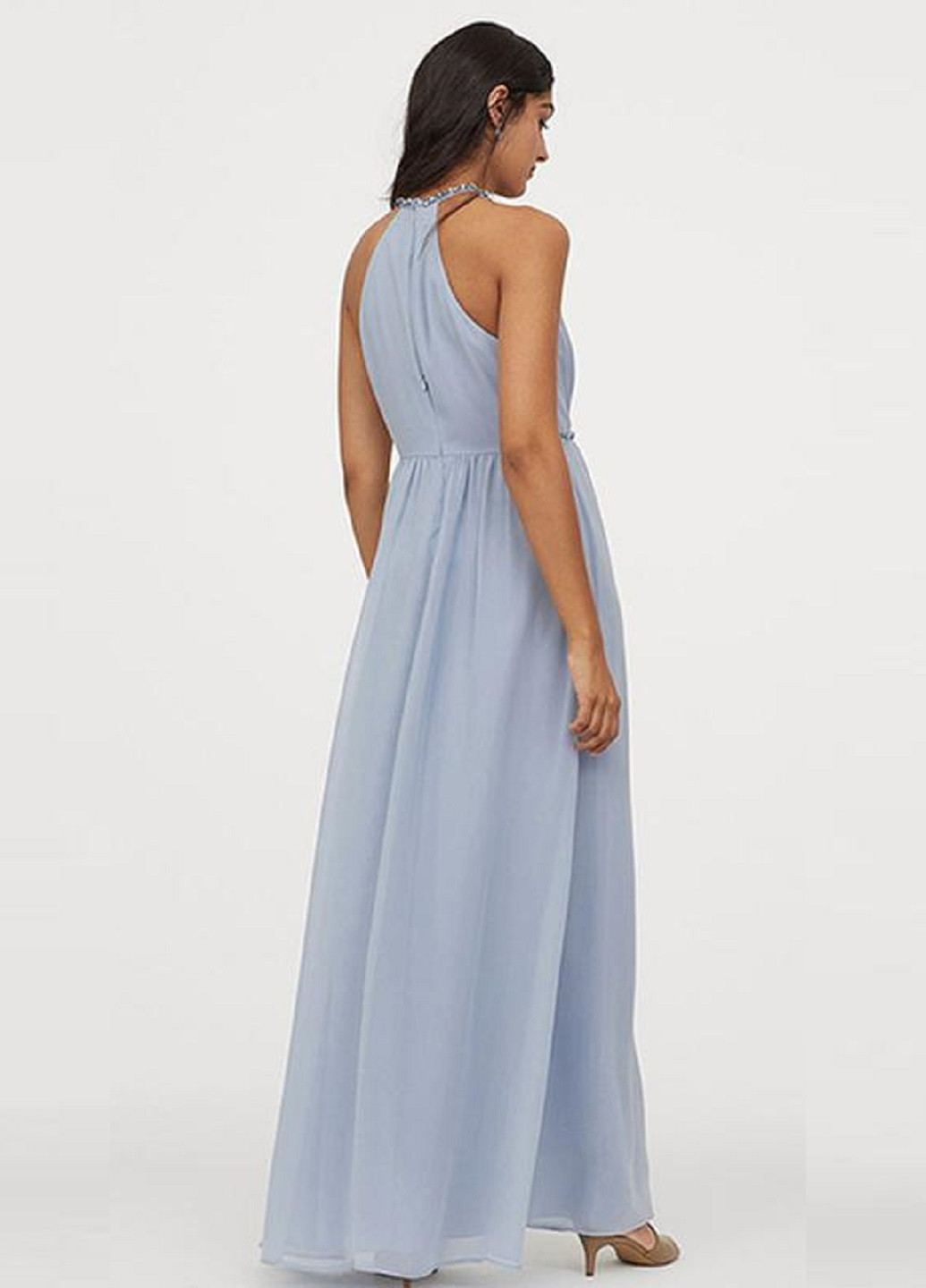 Блакитна вечірня довге плаття H&M однотонна