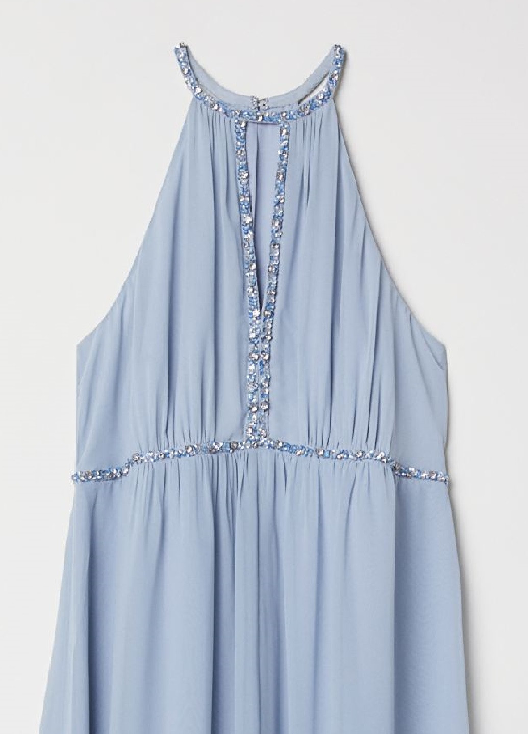 Голубое вечернее длинное платье H&M однотонное