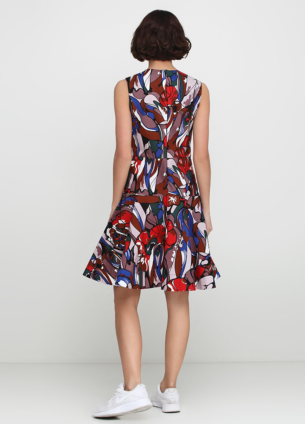 Бордовое кэжуал платье Marni с абстрактным узором