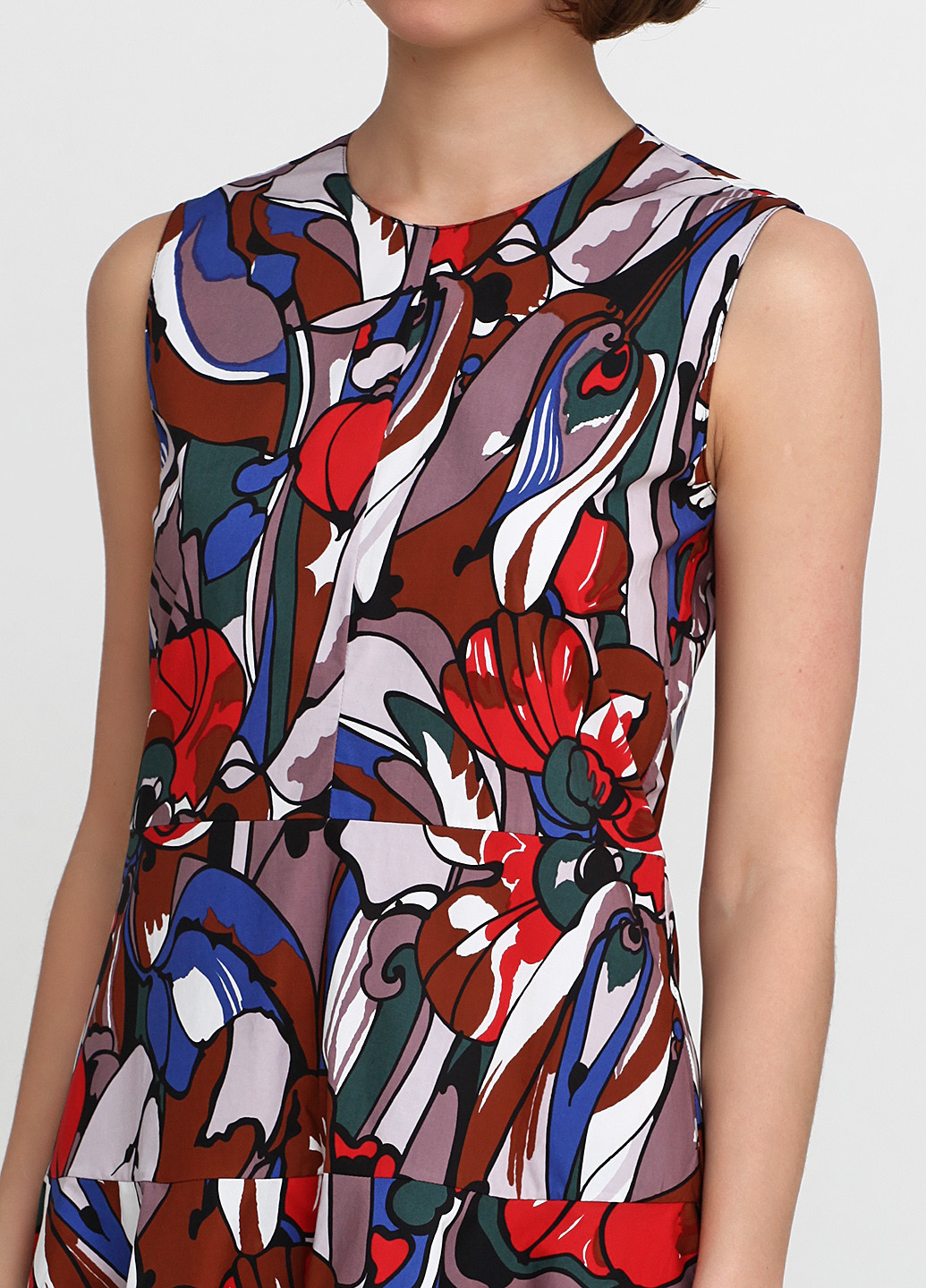 Бордовое кэжуал платье Marni с абстрактным узором