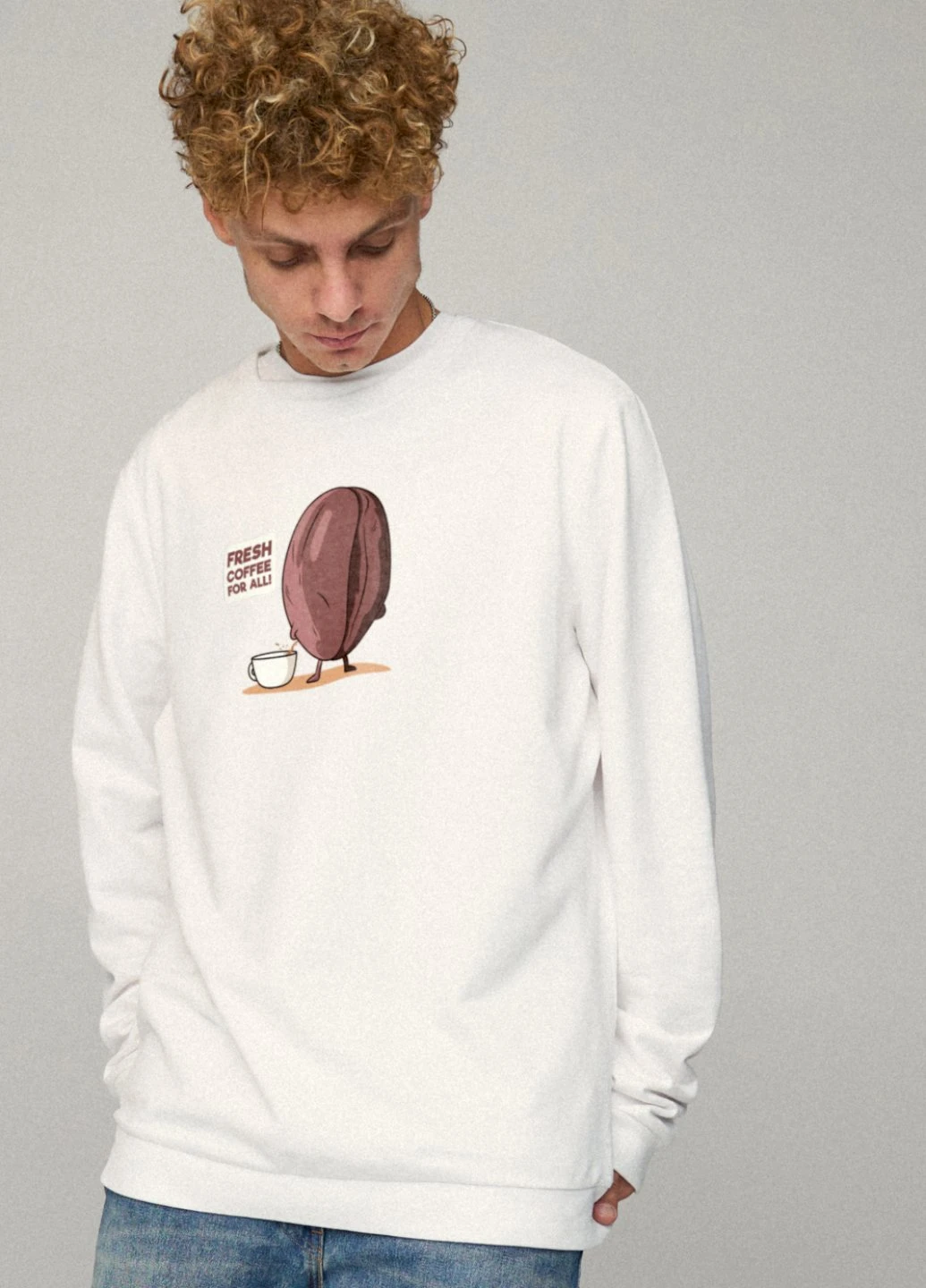 Белый світшот чоловічий oversize /no flis/ YAPPI рисунок (254557684)