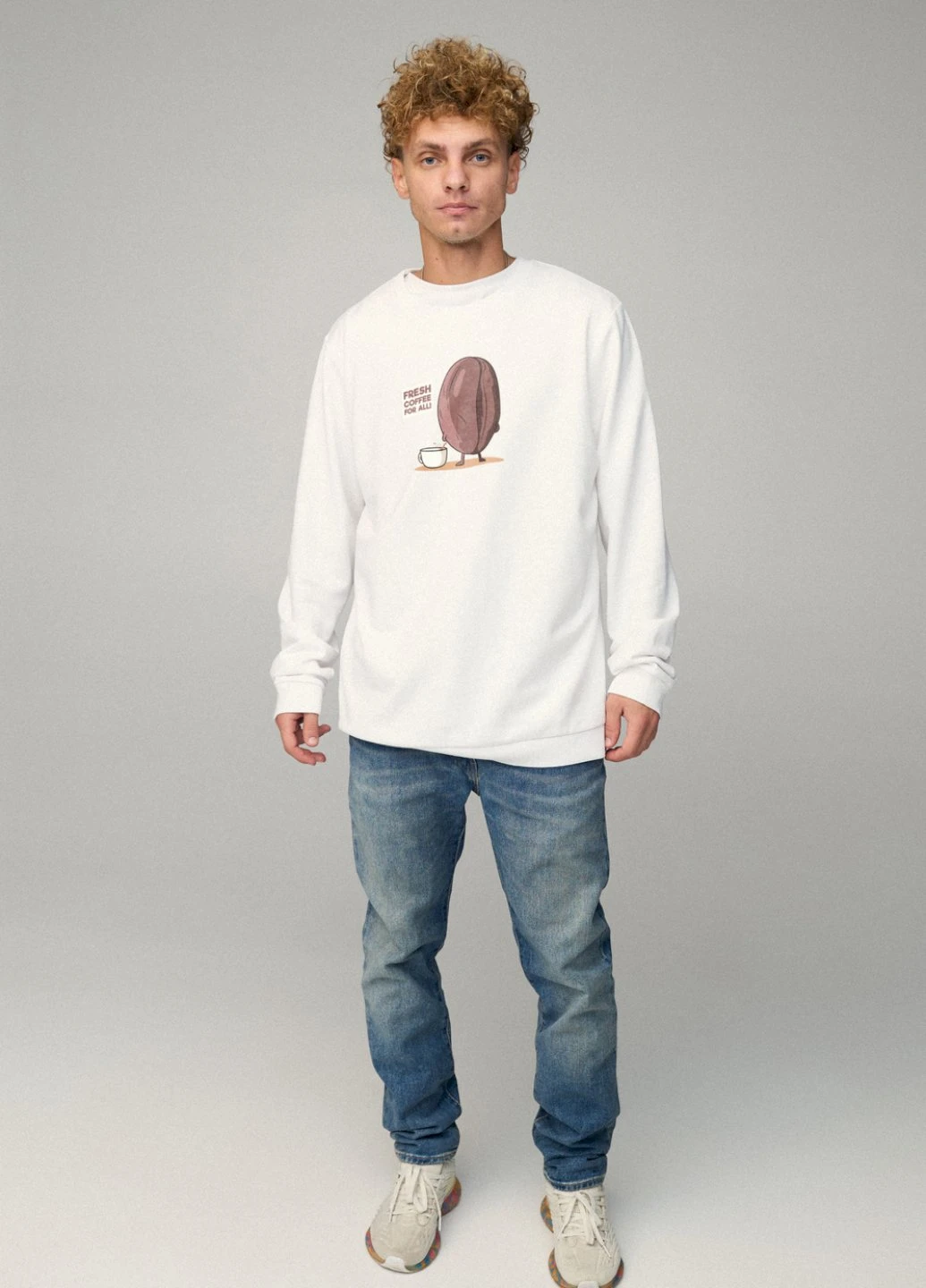 Белый світшот чоловічий oversize /no flis/ YAPPI рисунок (254557684)