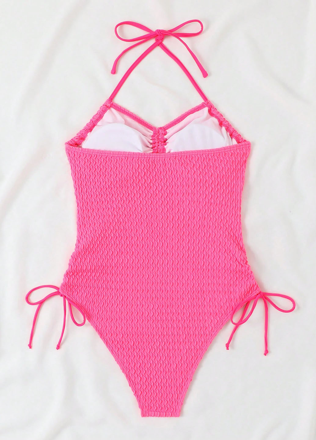 Фуксиновый летний купальник слитный SHEIN