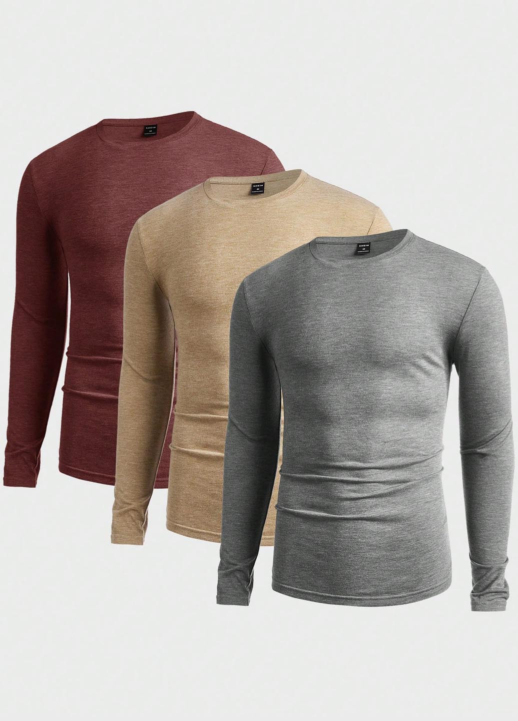 Лонгслів (3 шт.) SHEIN меланж комбінований кежуали поліестер