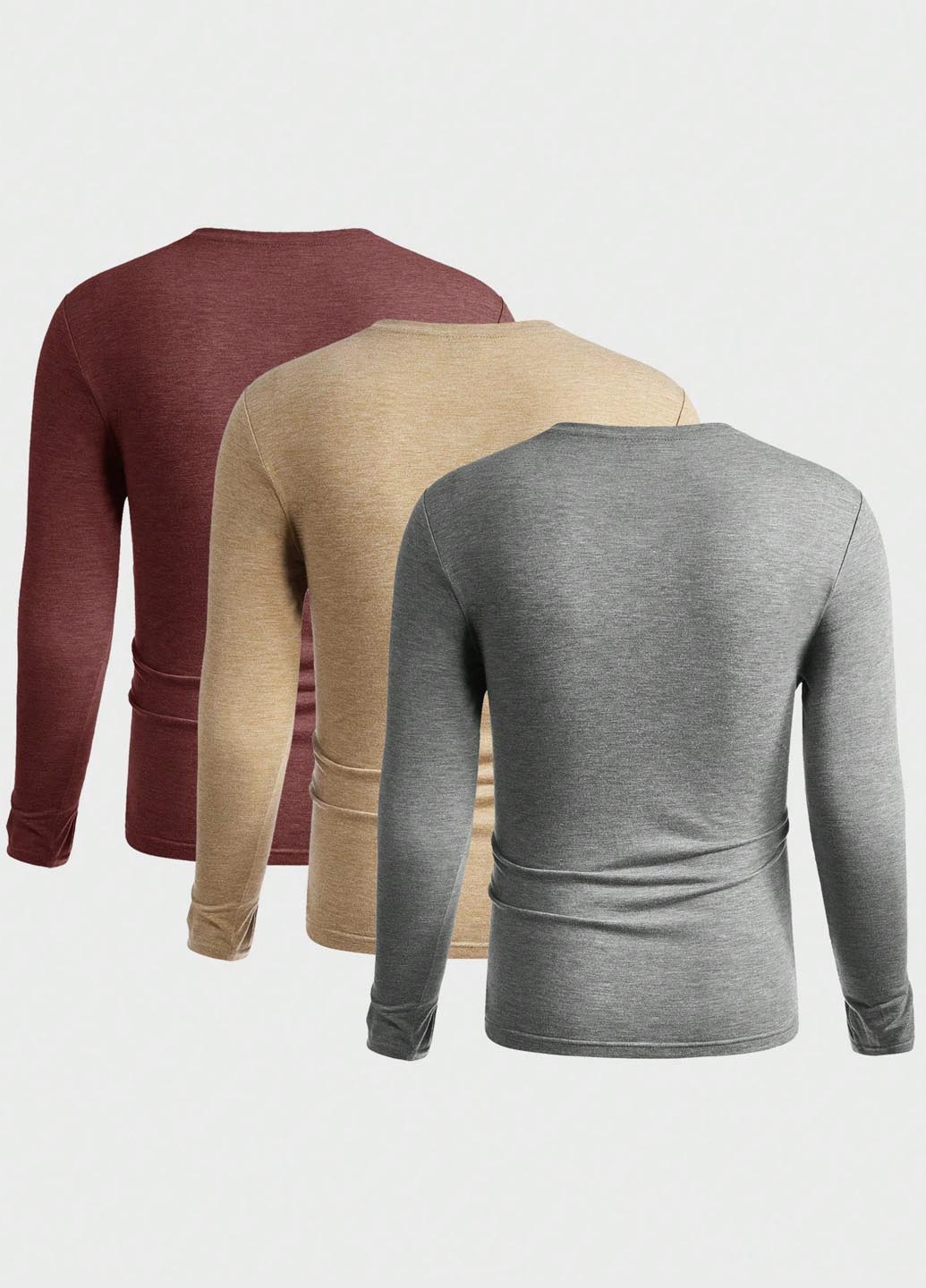 Лонгслів (3 шт.) SHEIN меланж комбінований кежуали поліестер