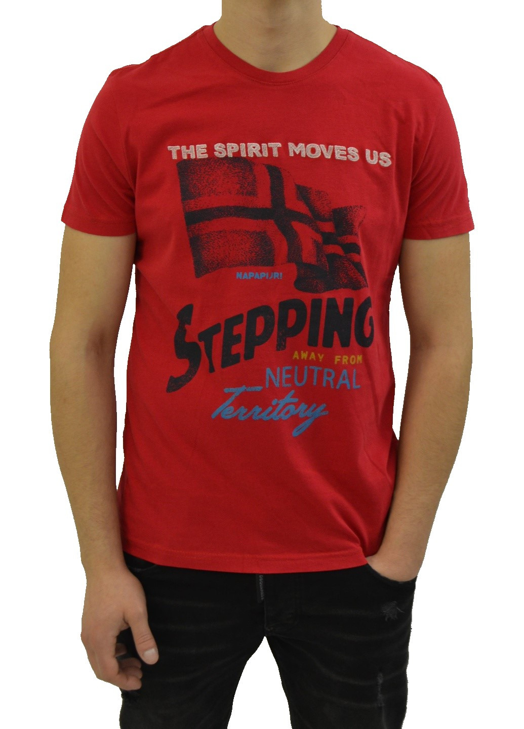 Темно-червона футболка чоловіча Napapijri