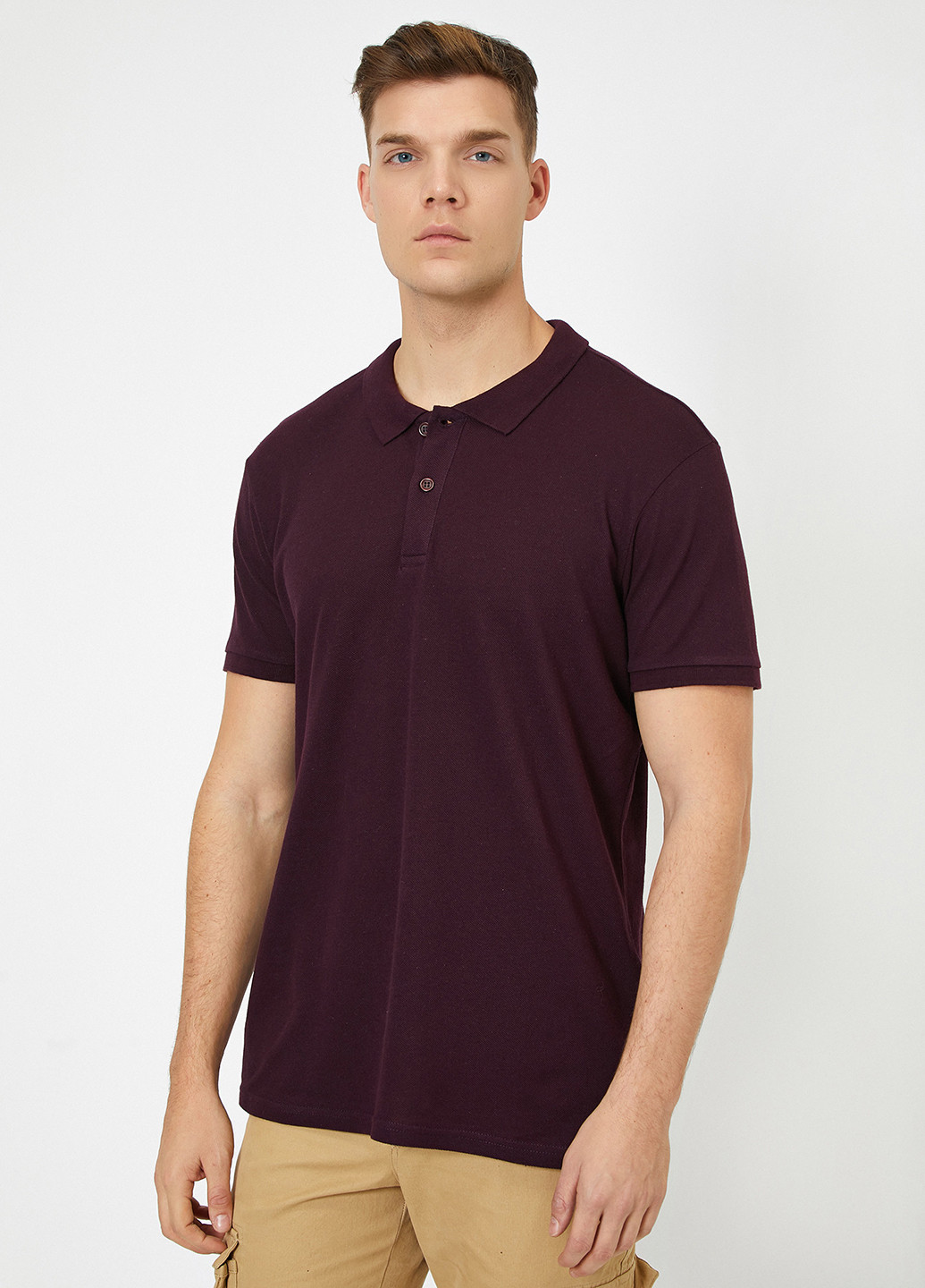 Бордовая футболка-поло для мужчин KOTON
