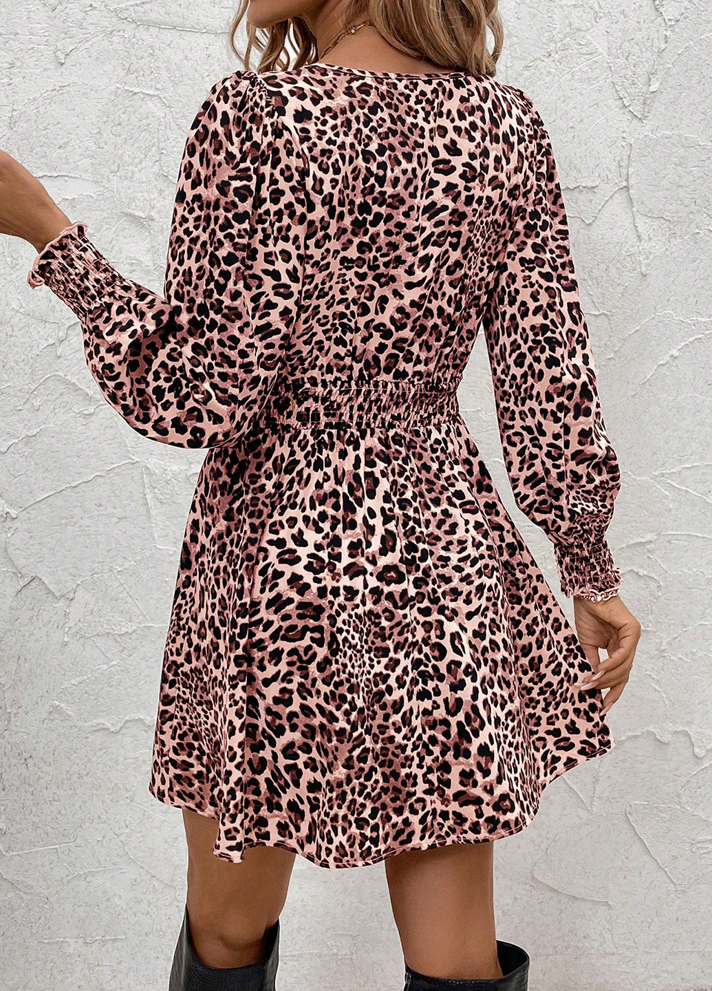 Комбинированное кэжуал платье клеш SHEIN леопардовый