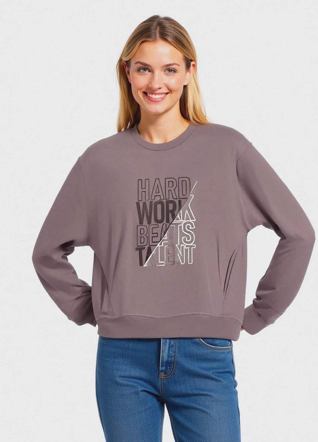 Кофейный свитшот Piazza Italia надпись без декора (363048317)