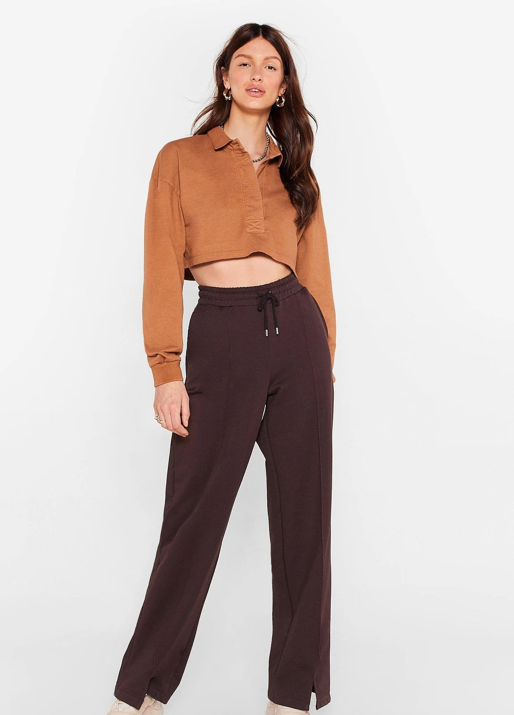 Коричневий світшот Nasty Gal однотонний (252394046)