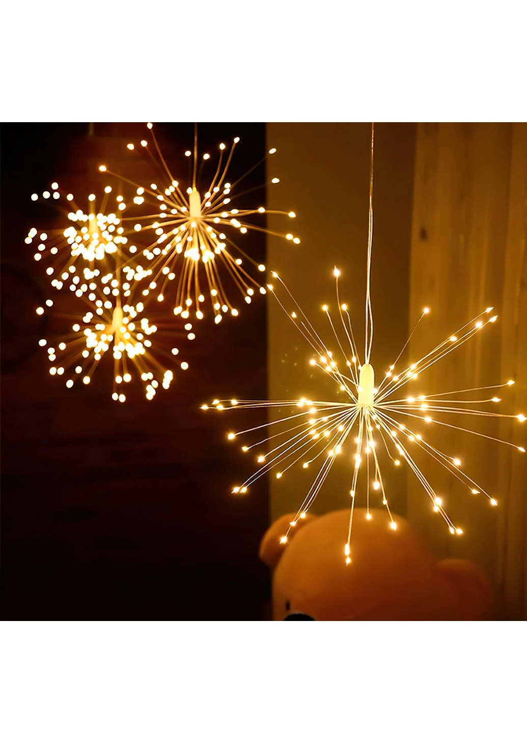 Светодиодная гирлянда фейерверк бахрома 4.2 м 500 LED 5 фейерверков 8 режимов свечения (30181-Нов) Теплый белый Francesco Marconi (251385120)