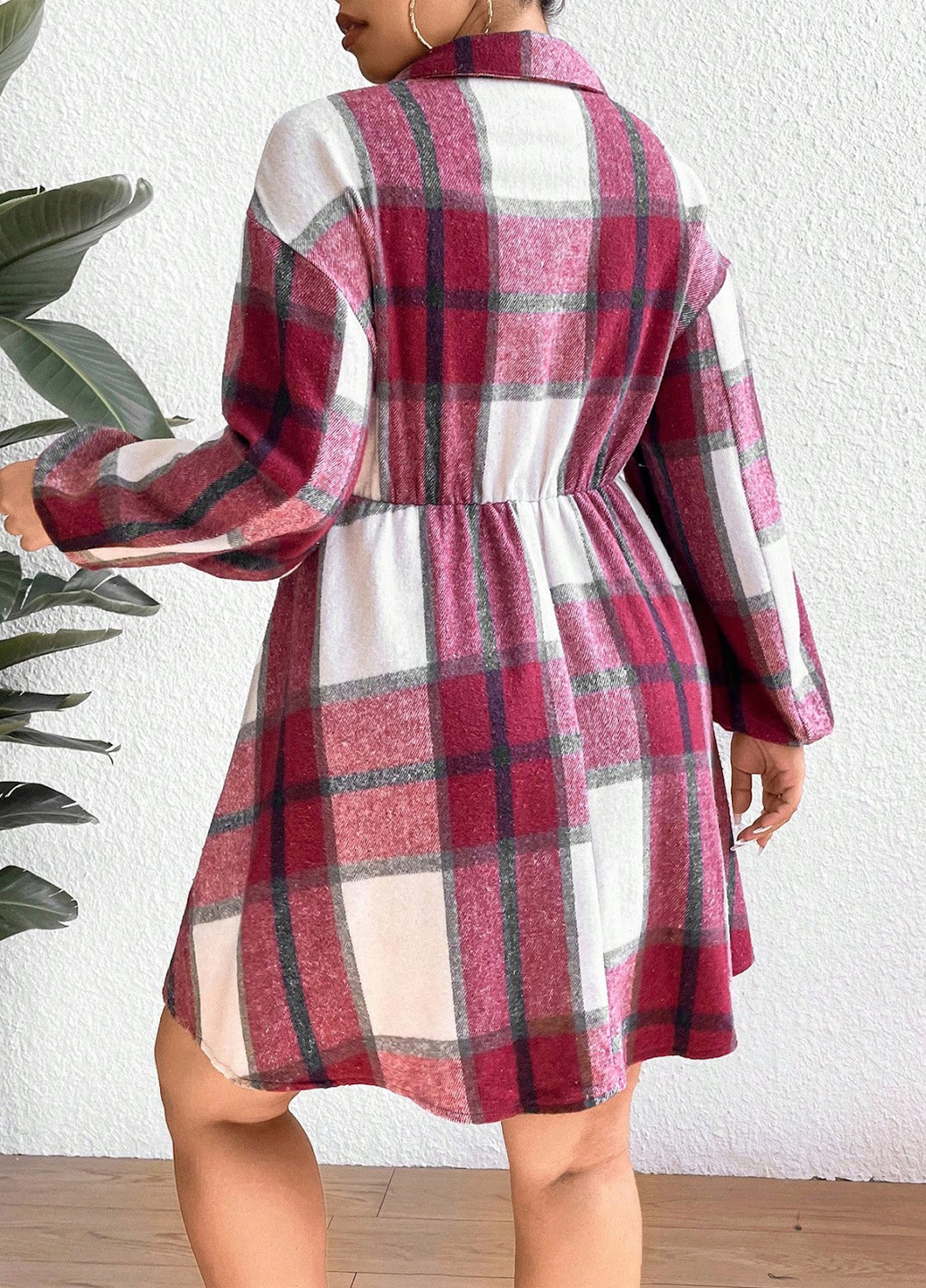 Червона кежуал сукня сукня-сорочка SHEIN в клітинку