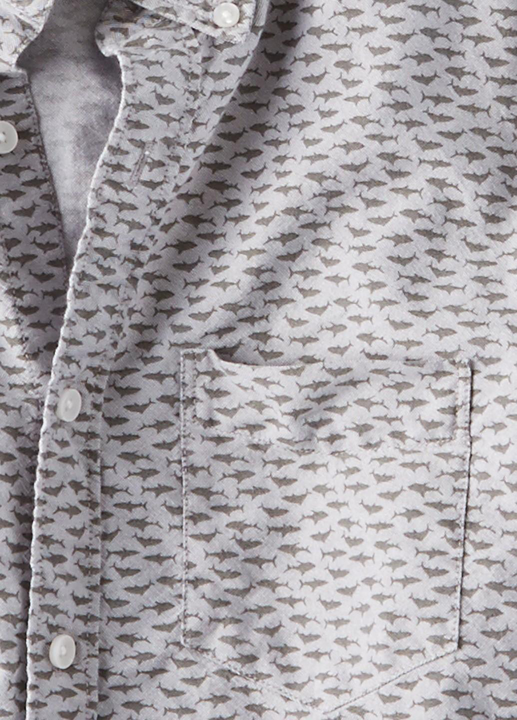 Светло-серая кэжуал рубашка с абстрактным узором American Eagle с длинным рукавом