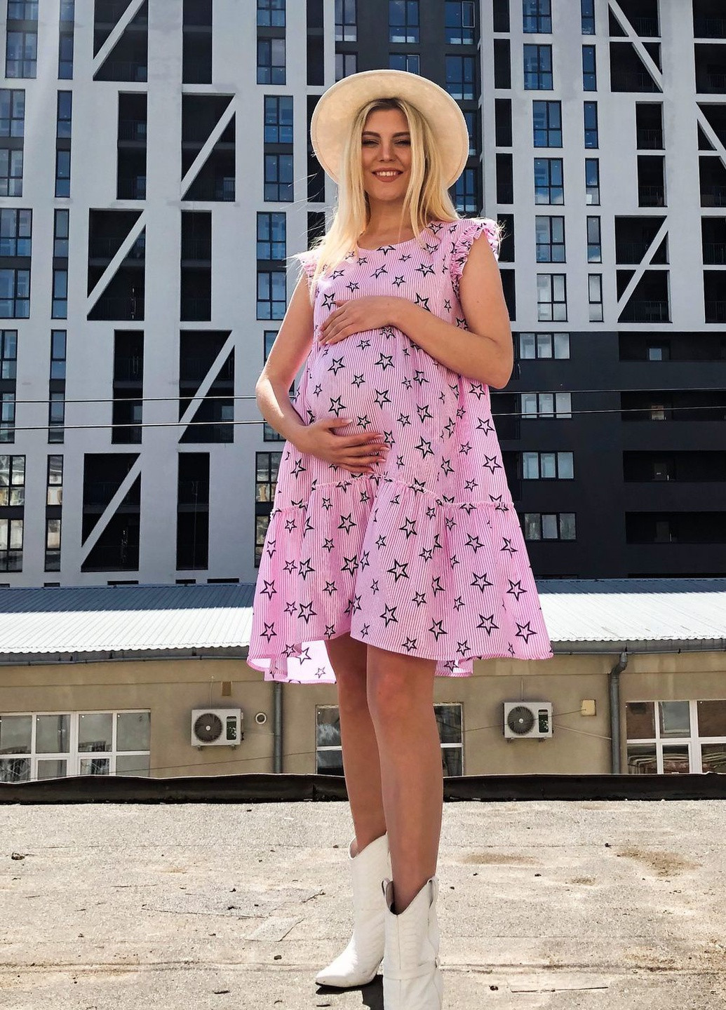 Розовое кэжуал платье для беременных оверсайз Dianora звезды