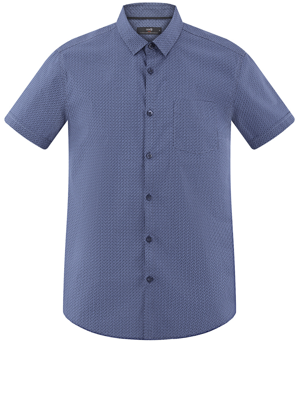 Бледно-синяя кэжуал рубашка с геометрическим узором Oodji с коротким рукавом