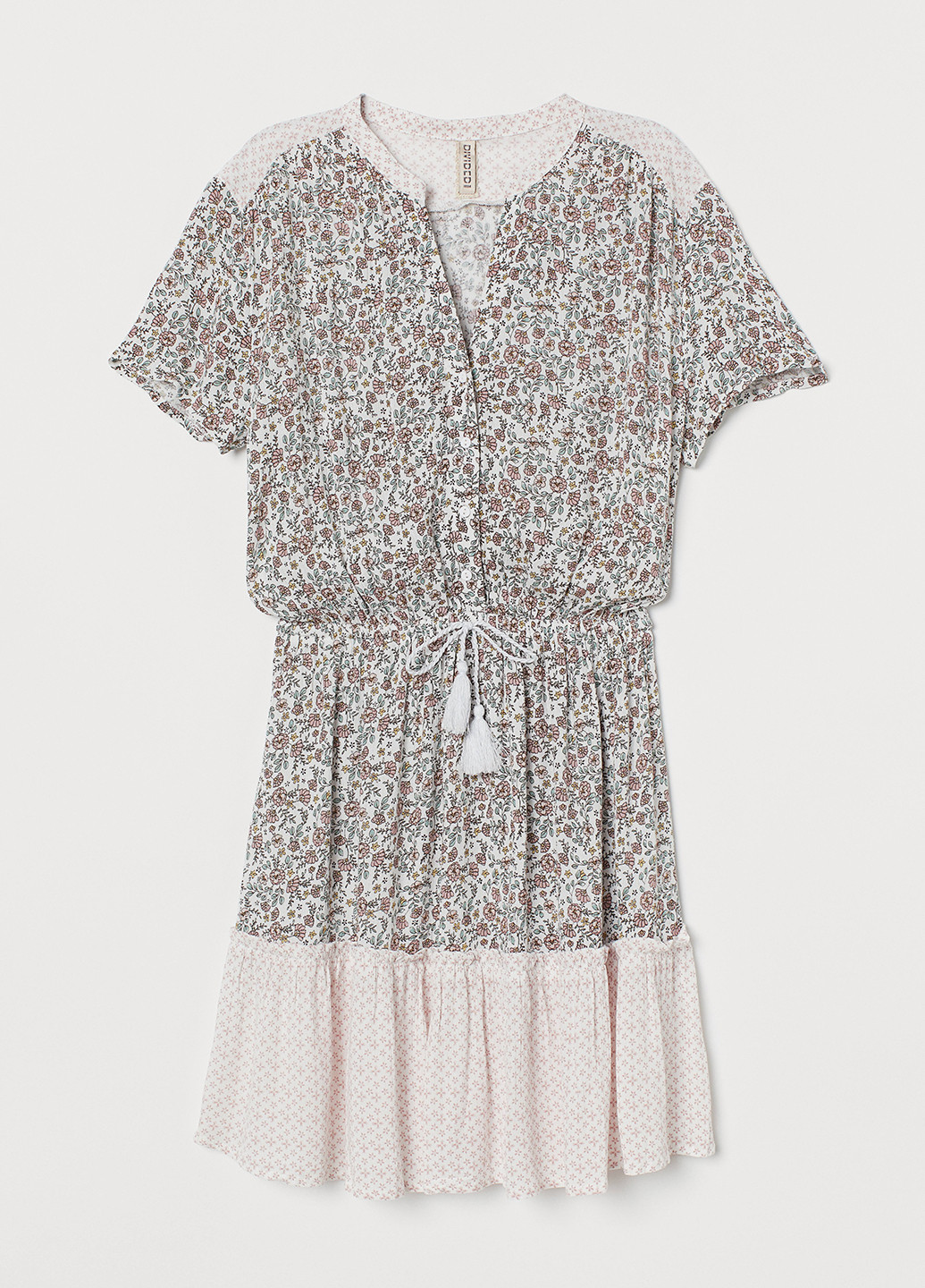 Комбинированное кэжуал платье H&M с цветочным принтом