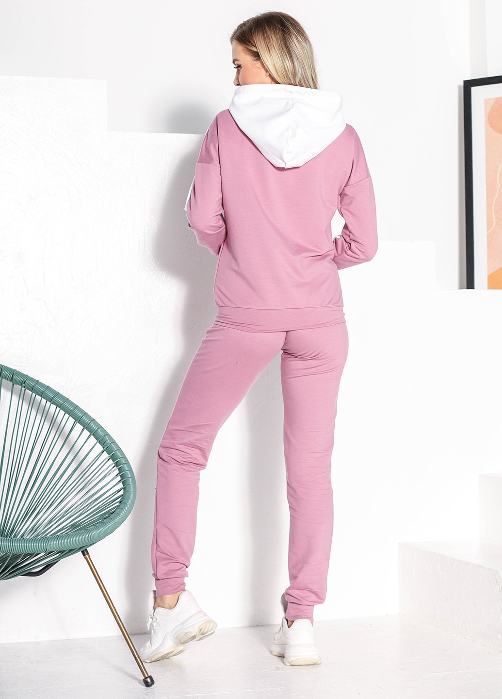 Костюм (толстовка, брюки) Demma логотип рожевий спортивний бавовна, трикотаж