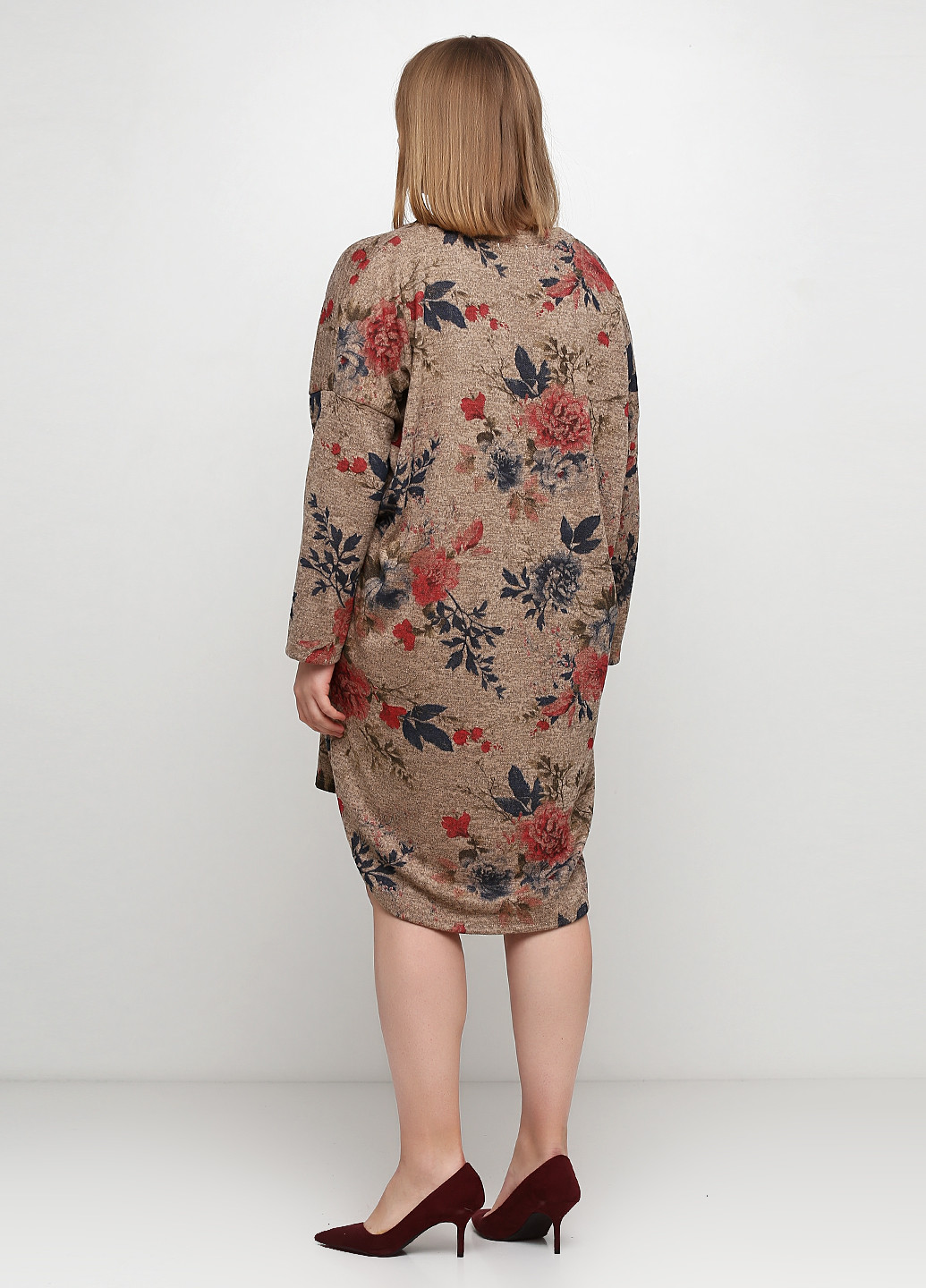 Коричневое кэжуал платье оверсайз Italy Moda с цветочным принтом