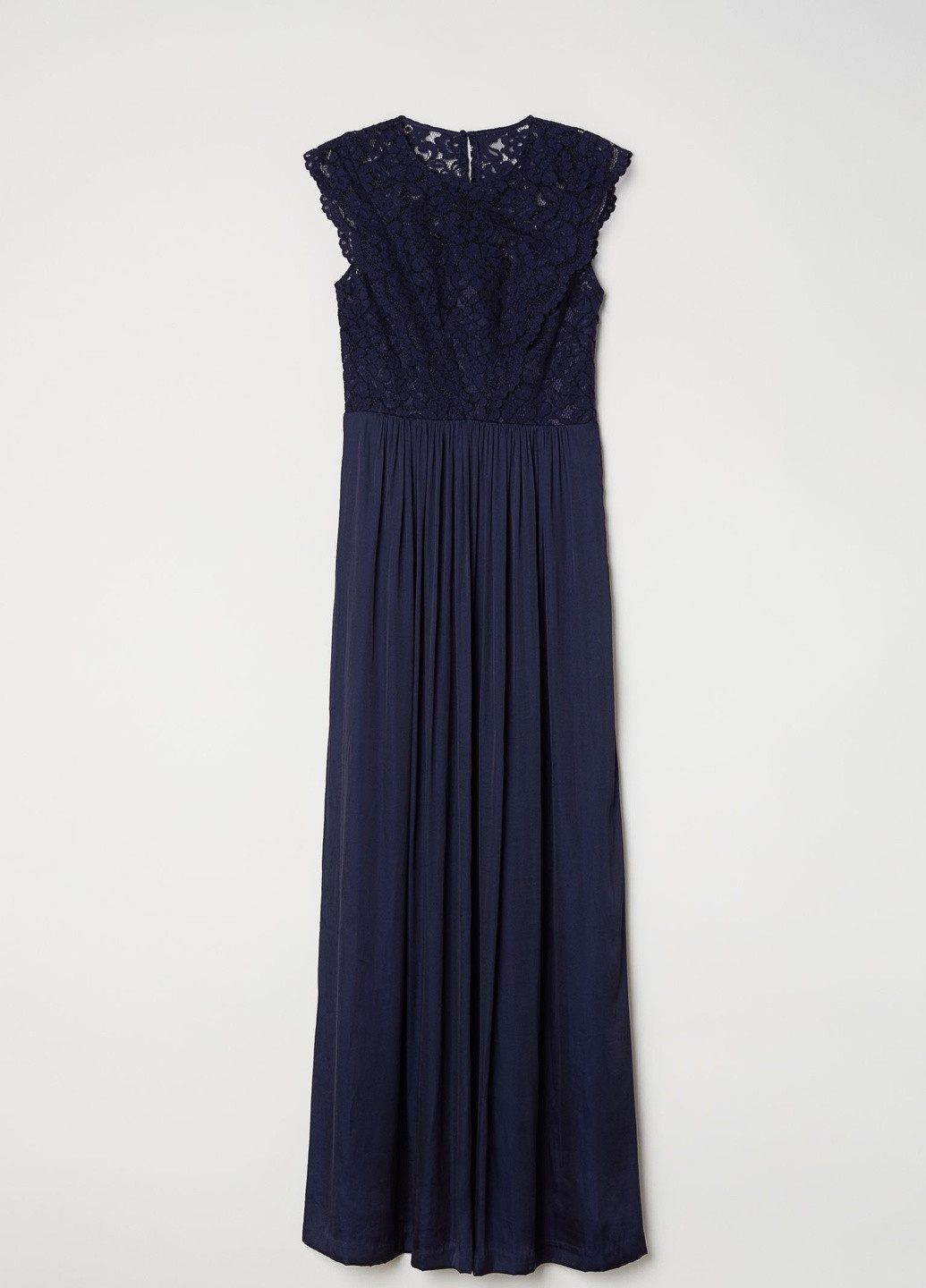 Темно-синее вечернее платье с кружевом H&M однотонное