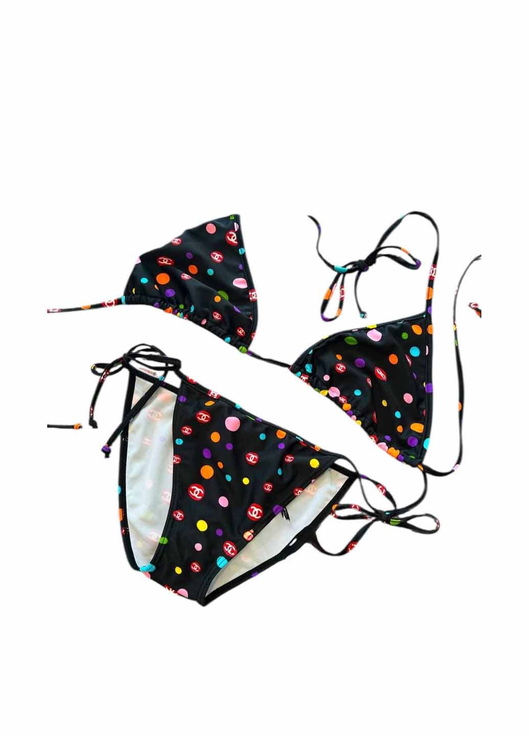 Чорний літній купальник (ліф, трусики) роздільний, бікіні No Brand