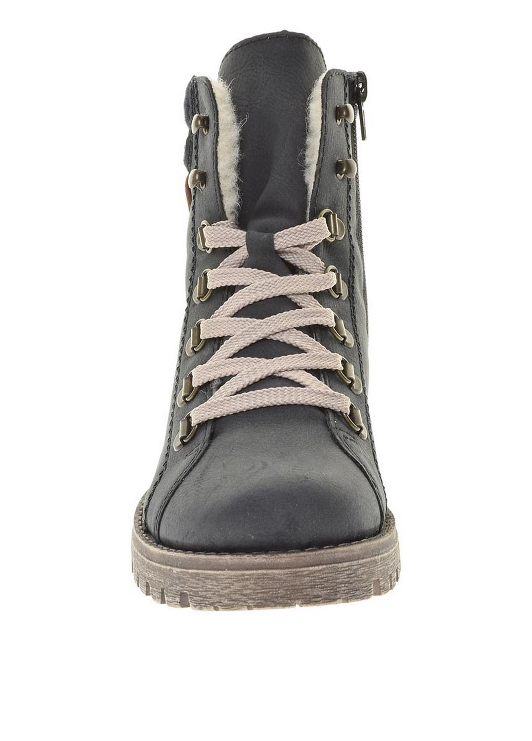 Зимние черевики тимберленды Rieker со шнуровкой, с логотипом, с тиснением из искусственной кожи