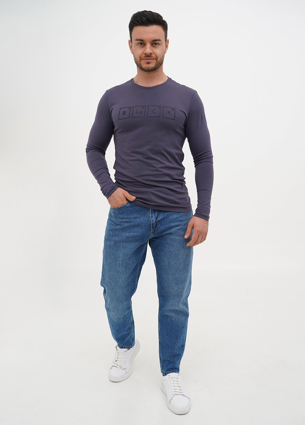 Темно-серый демисезонный кэжуал лонгслив Trend Collection с надписями