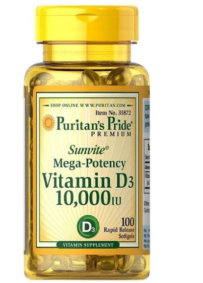Витамин D3 Puritan's Pride Vitamin D3 10000 IU 100 Softgels Puritans Pride (255622442)