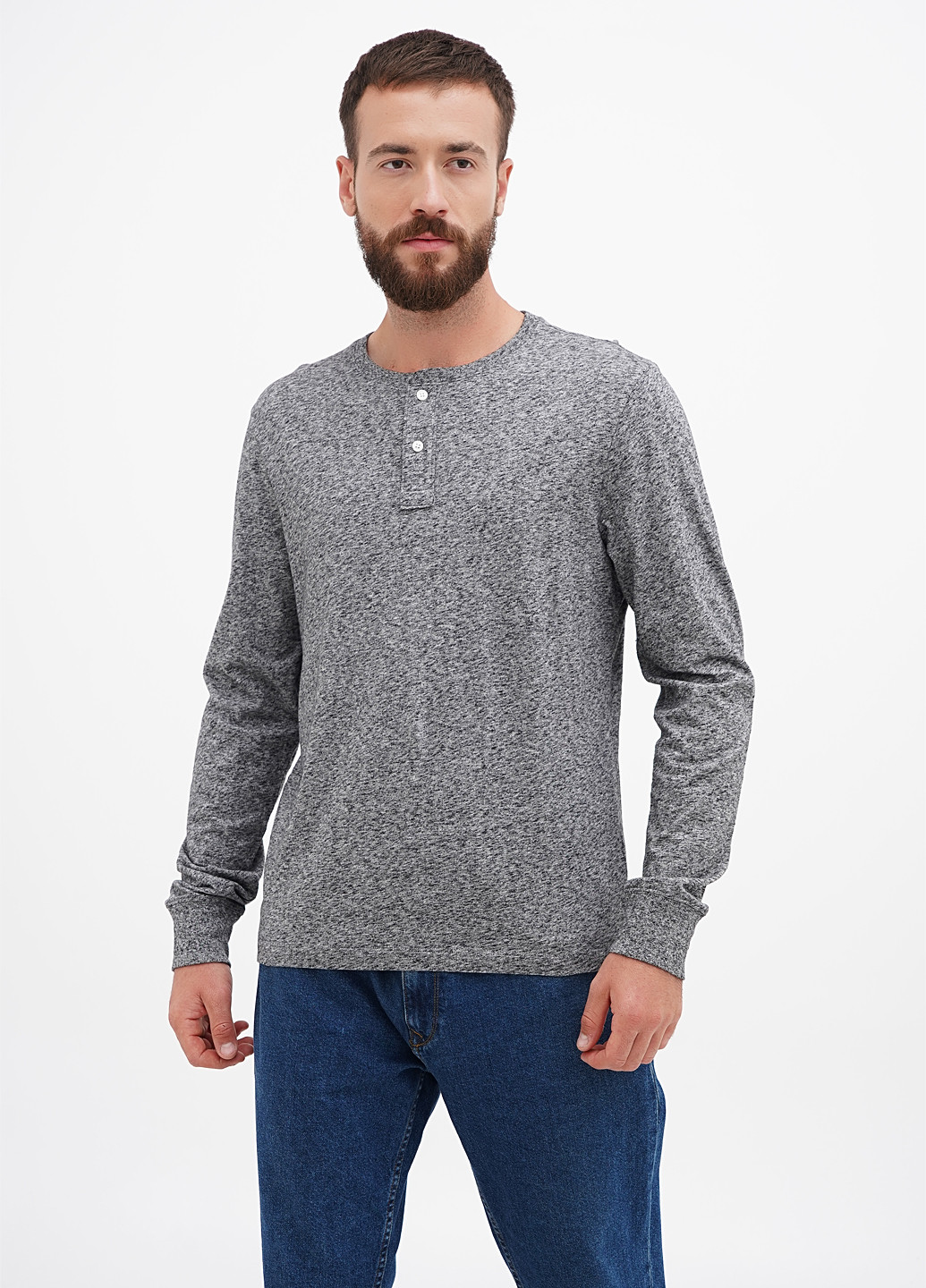 Серый демисезонный кэжуал лонгслив J.Crew меланж