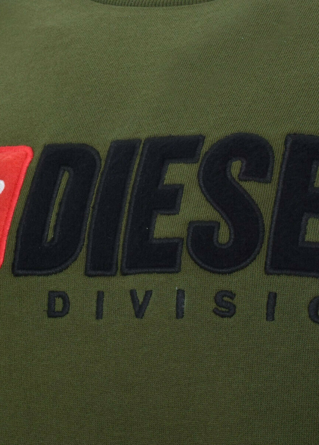 Свитшот Diesel - Прямой крой однотонный хаки кэжуал трикотаж, хлопок - (224455525)