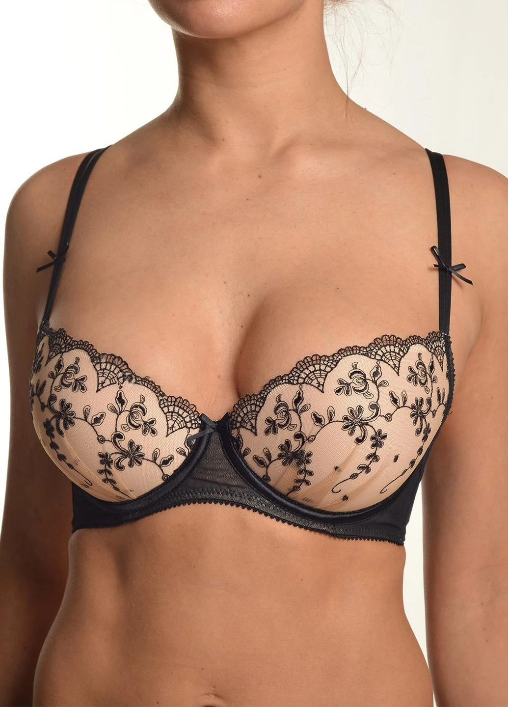 Чорний бюстгальтер жіночий push-up 80b чорний/смажений мигдаль 584519 Zebra з кісточками поліамід