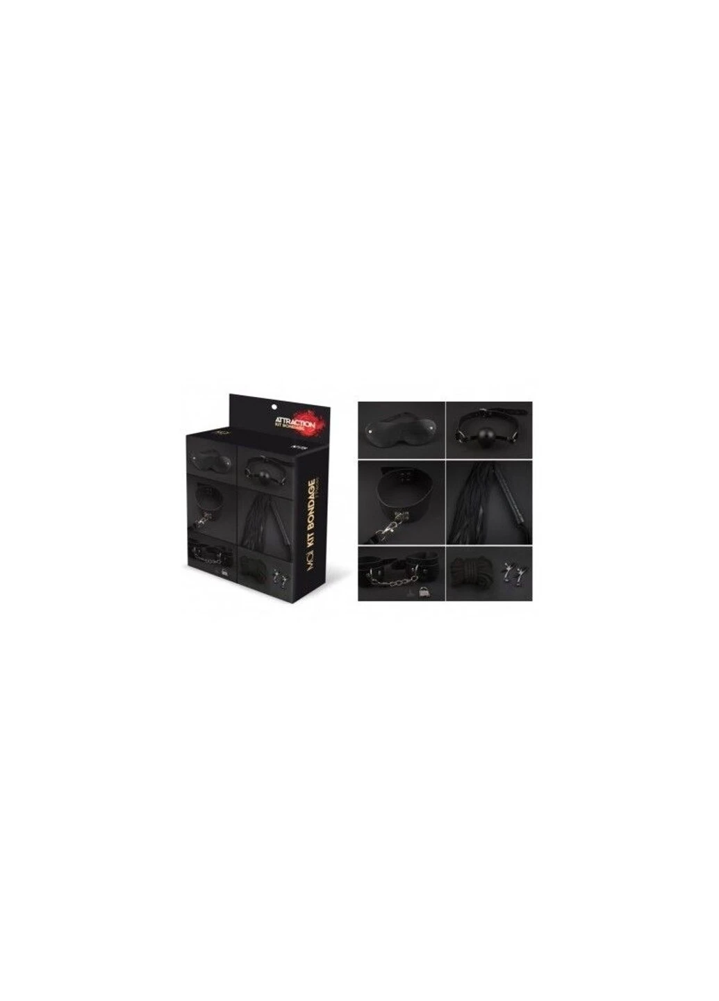 Набор BDSM STARTER KIT Nº 75 Black: плеть, кляп, наручники, маска, ошейник, веревка, зажимы MAI (254785212)