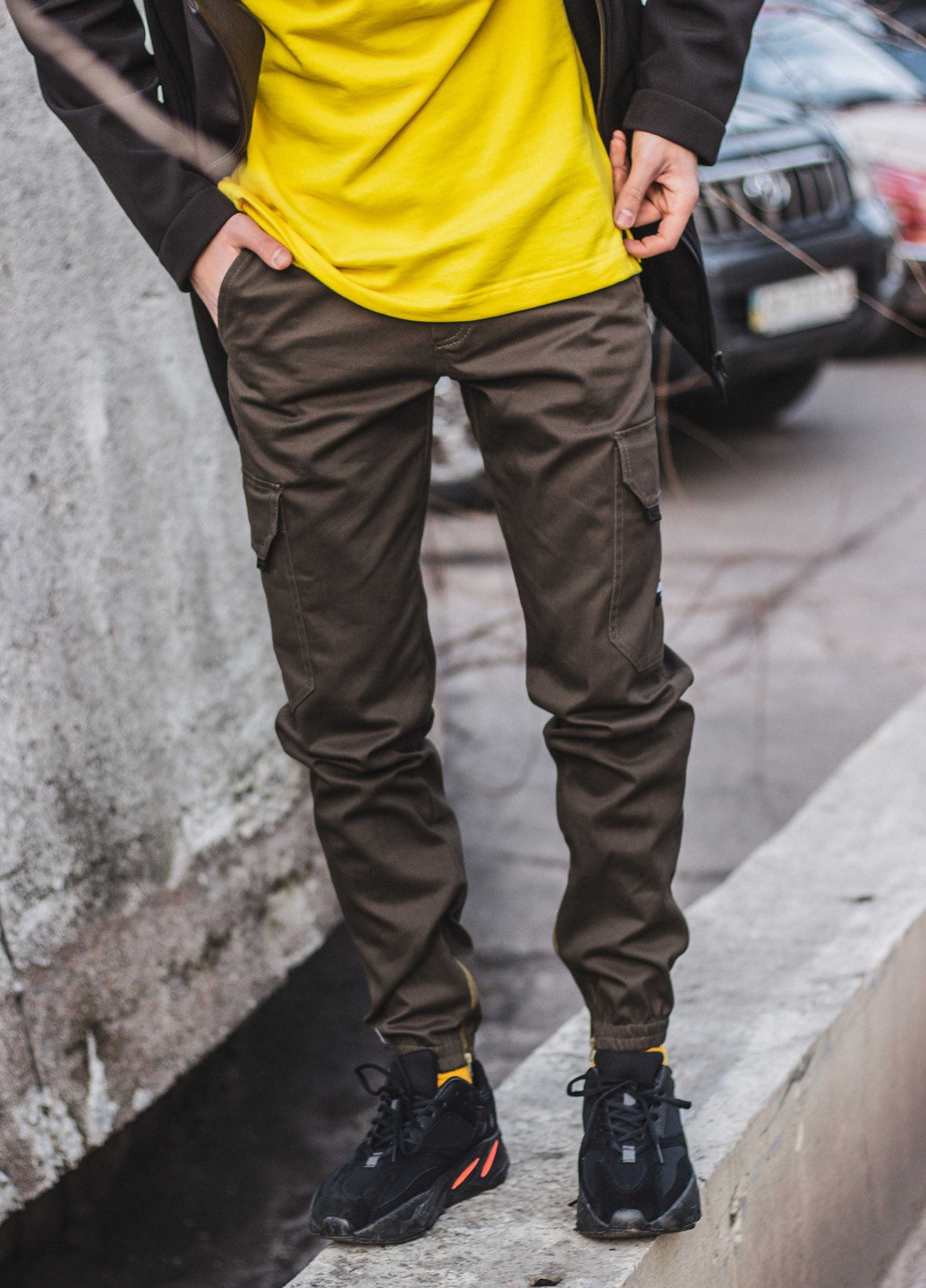 Оливковые кэжуал демисезонные карго брюки Custom Wear