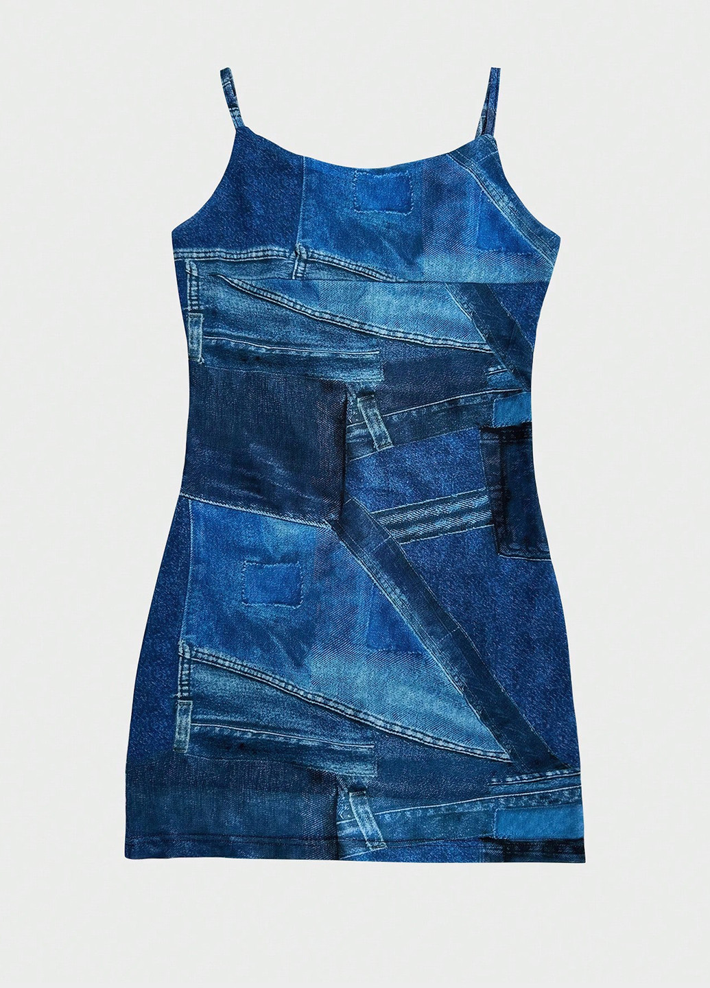 Синее кэжуал платье с открытыми плечами SHEIN колор блок