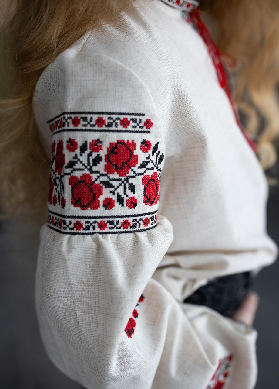 Вишита блузка для дівчинки з довгим рукавом Трояндочки Melanika (228040572)