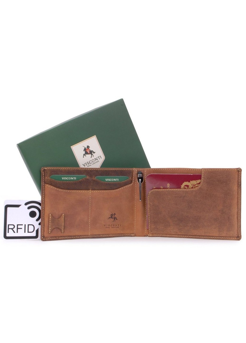 Чоловічий шкіряний гаманець 726 - Jet oil tan (RFID) Visconti (254314147)