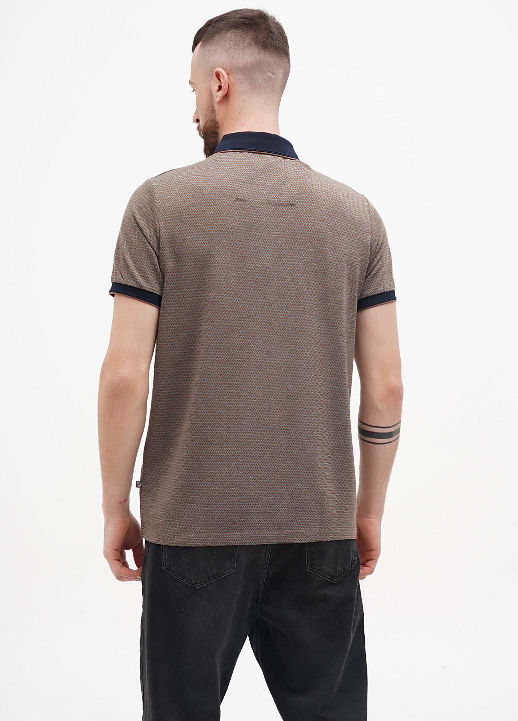 Серо-коричневая футболка-поло для мужчин Benson & Cherry с геометрическим узором