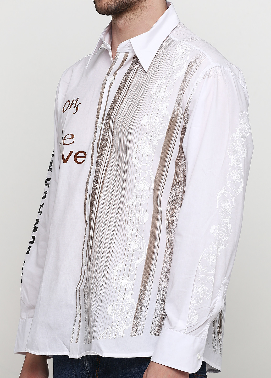 Белая кэжуал рубашка с надписями W.S
