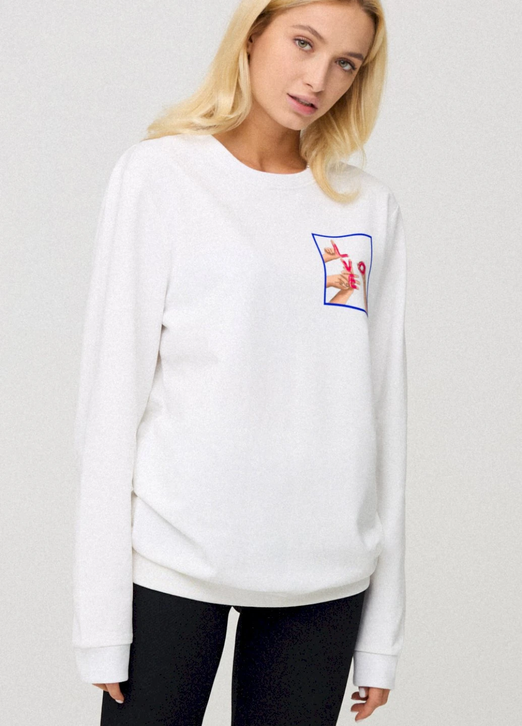 Белый світшот жіночий oversize /no flis/ YAPPI (254658617)