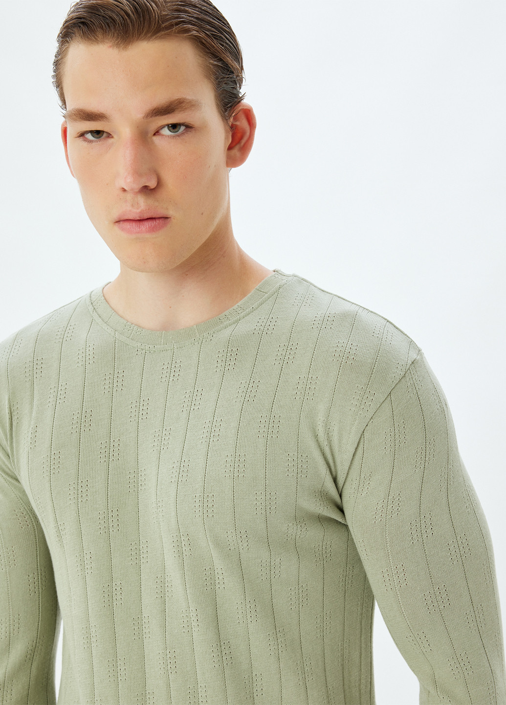 Лонгслів KOTON однотонний фісташковий кежуали бавовна, трикотаж