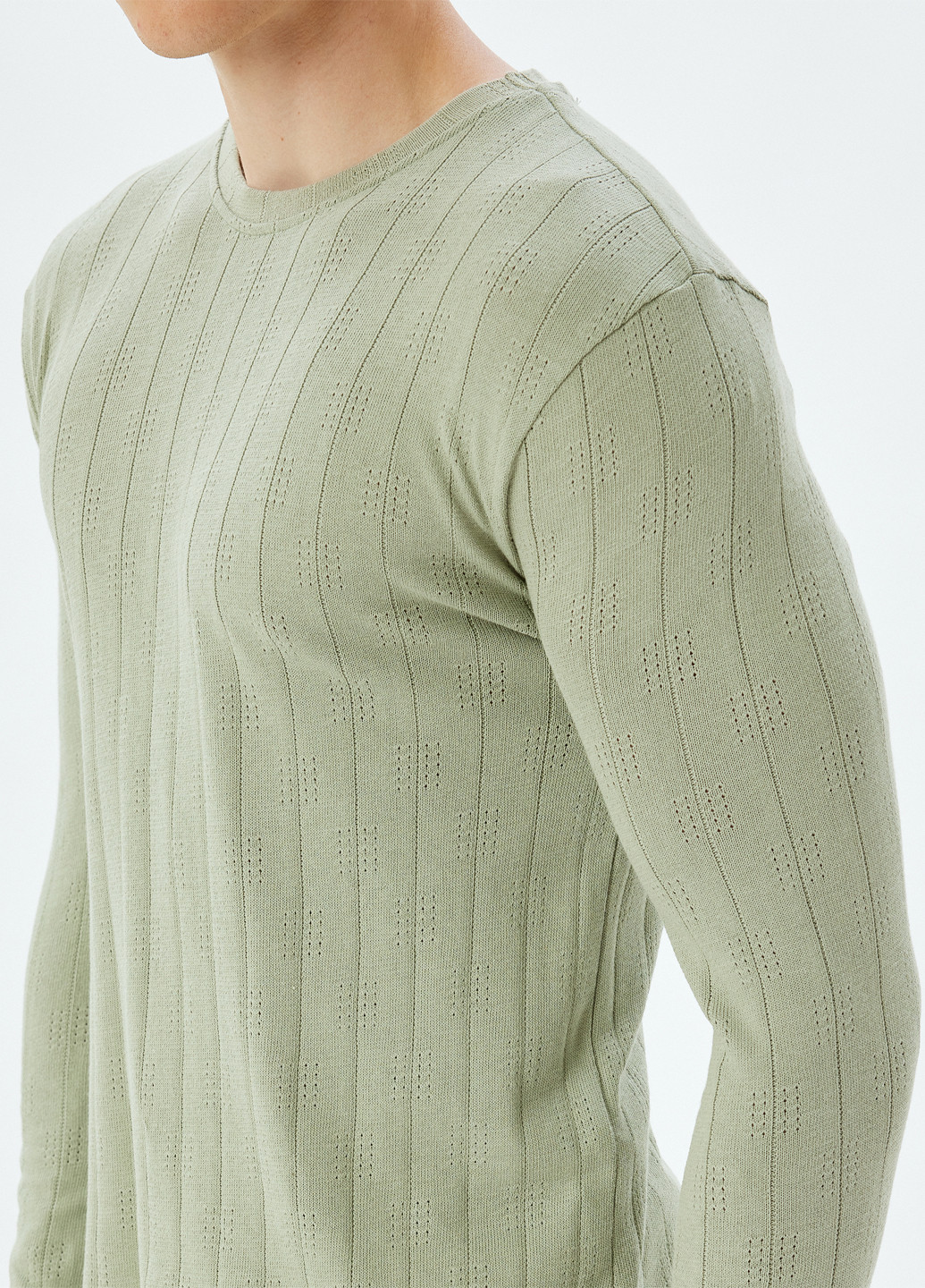 Лонгслів KOTON однотонний фісташковий кежуали бавовна, трикотаж