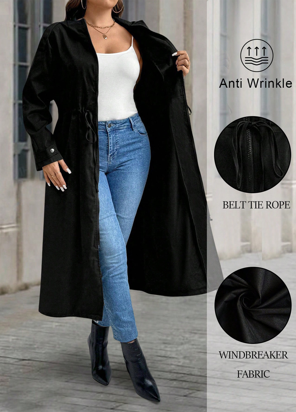 Плащ SHEIN на блискавці демісезон (342382803)