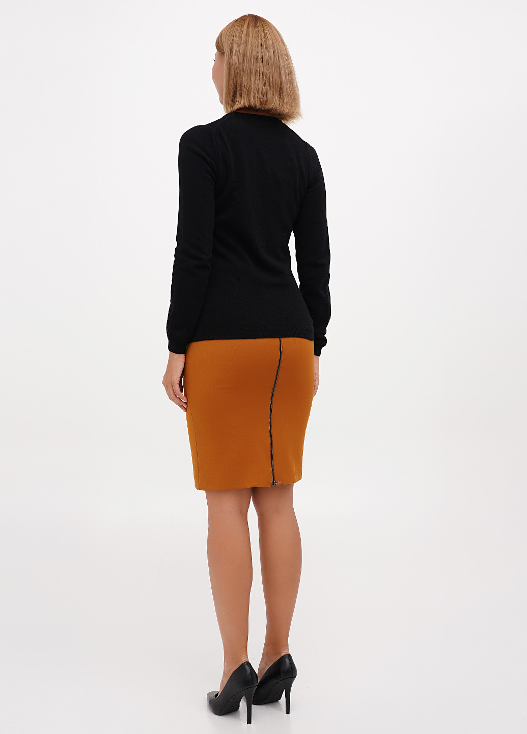 Горчичная кэжуал однотонная юбка Sassofono Club карандаш