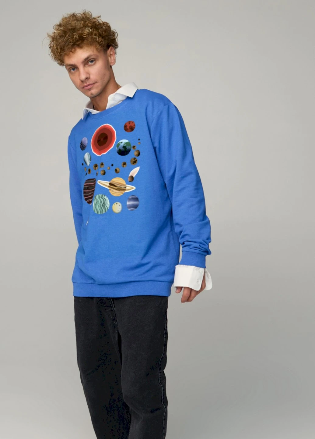 Голубой свитшот мужской oversize /no flis/ YAPPI (252387027)