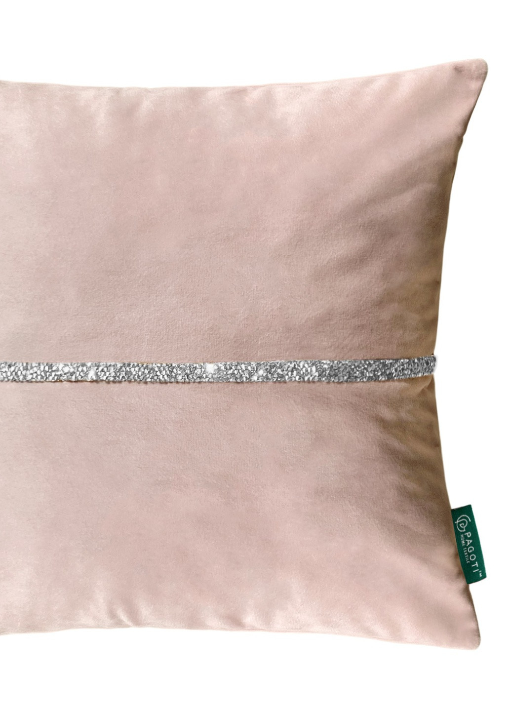 Подушка декоративная с серебристыми стразами Diamond пудровая 40х40 см PAGOTI (256519300)
