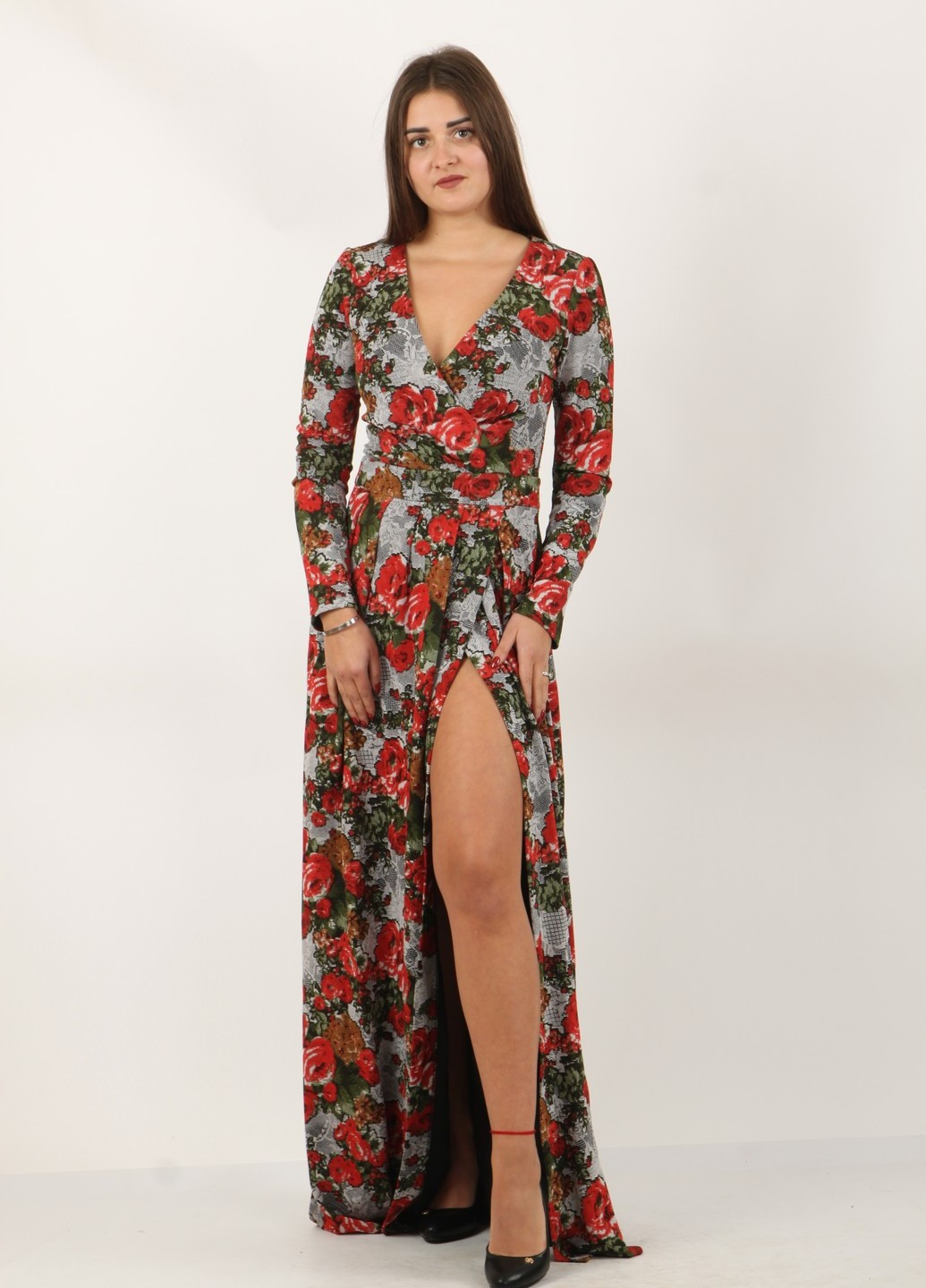 Комбинированное вечернее платье Enna Levoni с цветочным принтом